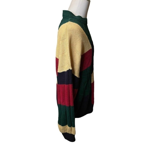 Vintage 80s 90s 2XB Cotton Row Sweater Cable Knit COLORBLOCK Cosby Hip Hop - Picture 6 of 7